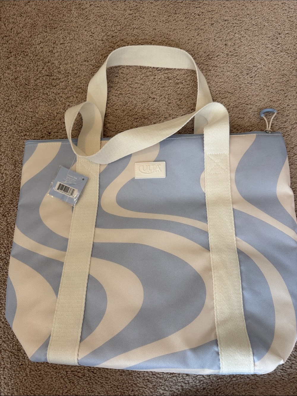 Ulta Beauty Blue & Cream Swirl Canvas Cooler Tote